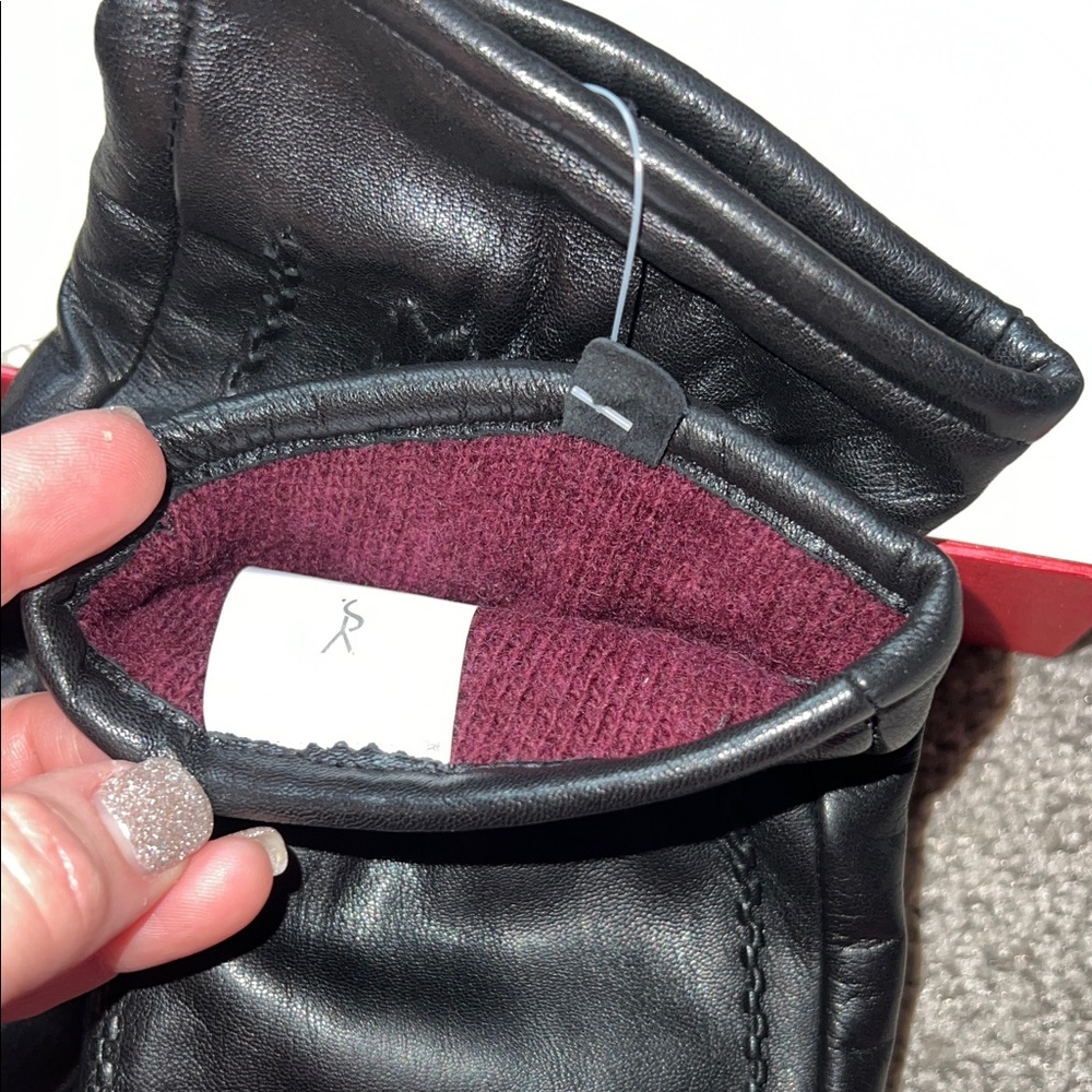 Yiseven yi seven Black Leather Gloves men’s fleece fur lined 10 new in box - Picture 5 of 6